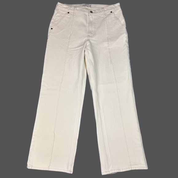 Abercrombie Fitch Jeans Womens 29/8s Short The Baggy Mid Rise 31x28 Ivory Y2K - Picture 1 of 8